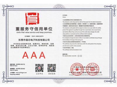 重服務(wù)守信用證書(shū)